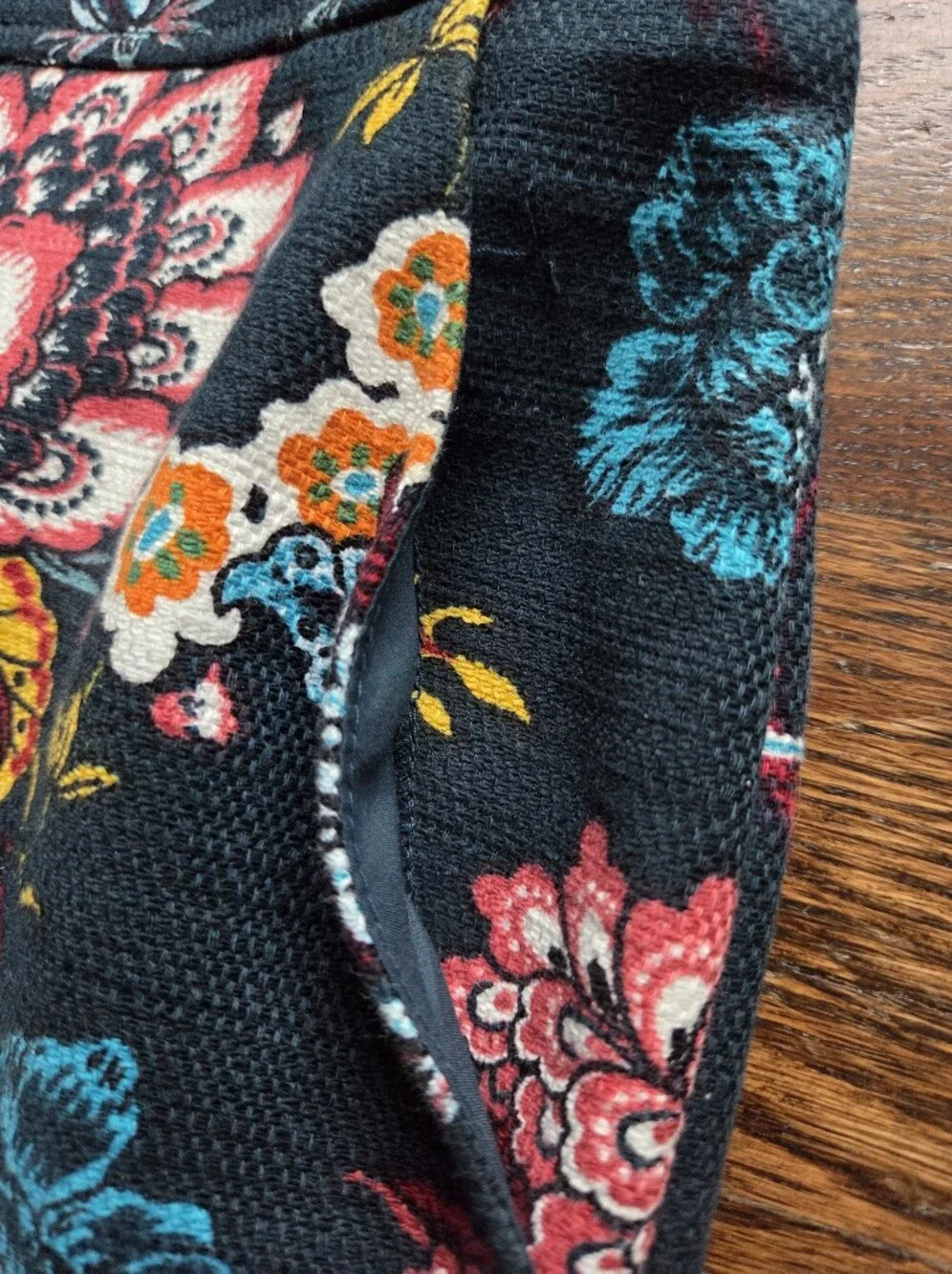 LOFT Jacobean Floral Pencil Skirt Deep‎ Teal/Navy